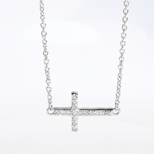 Diamond Classics&#40;tm&#41; 1/10ct Diamond Sterling Silver Cross Pendant - image 