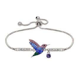 Crystal Critter Hummingbird w/ Purple Crystal Charm Bolo Bracelet