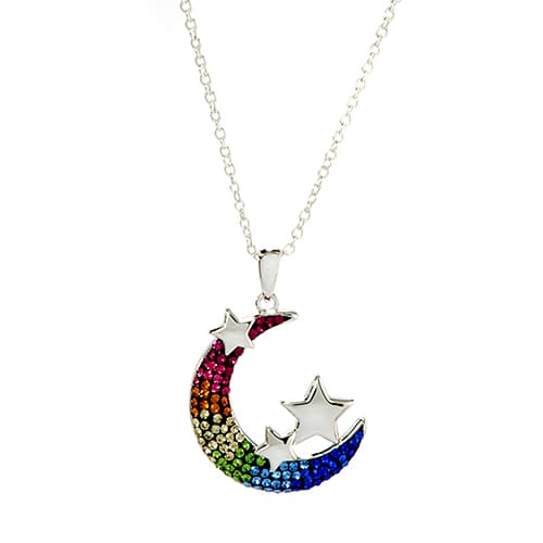 Silver Plated Moon & Star Necklace - image 