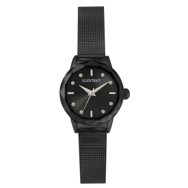 Womens Ellen Tracy Faceted Bezel Glass Mini Mesh Watch - ET5394GU