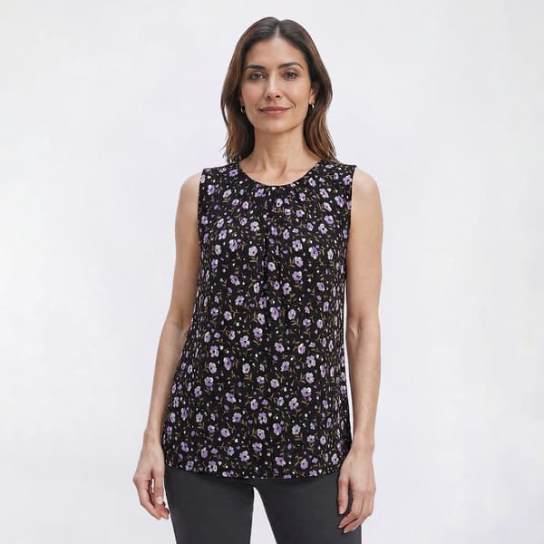Plus Size Preswick & Moore(R) Sleeveless Poppy Floral Shell Blouse - image 