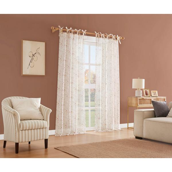 Lioren Floral Print Sheer Curtain Pair