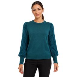 Womens Zac & Rachel Long Textured Sleeve Solid Sweater