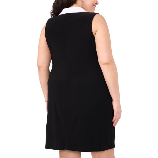 Plus Size MSK Sleeveless Contrast Collar A-Line Dress
