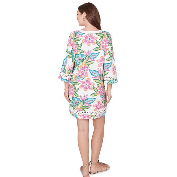 Womens Ruby Rd. Hothouse Florals 3/4 Sleeve Tropical Shift Dress