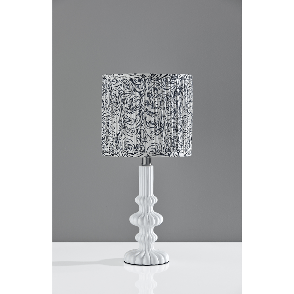 Adesso Ambrose Table Lamp with Pleated Navy/White Fabric Shade