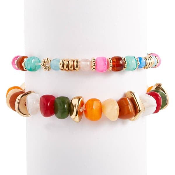 Ashley Cooper(tm) 2 Row Multi Color Stretch Beaded Bracelet - image 