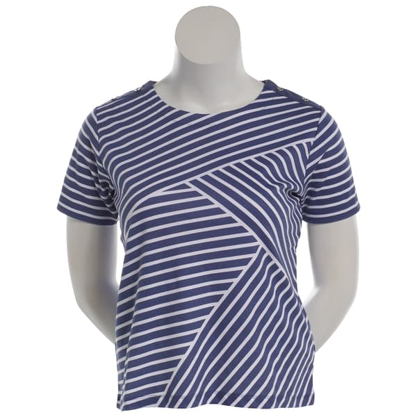 Petite Hasting & Smith Short Sleeve Spliced Stripe Tee - image 