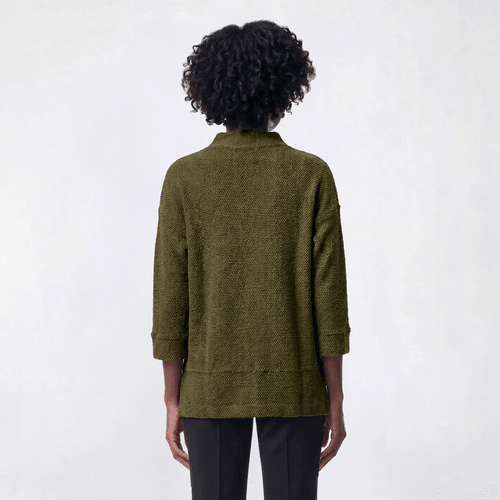 Womens Robert Louis 3/4 Sleeve Mock Neck Popcorn Sweater - image 