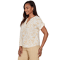 Petite Emaline Verde Grove II Short Roll Sleeve Leaf Blouse - image 3