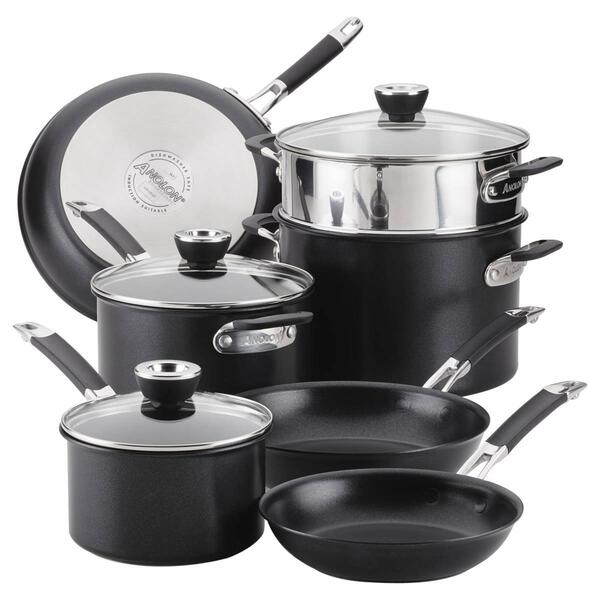 Anolon&#40;R&#41; SmartStack Hard-Anodized 10pc Nesting Cookware Set - image 