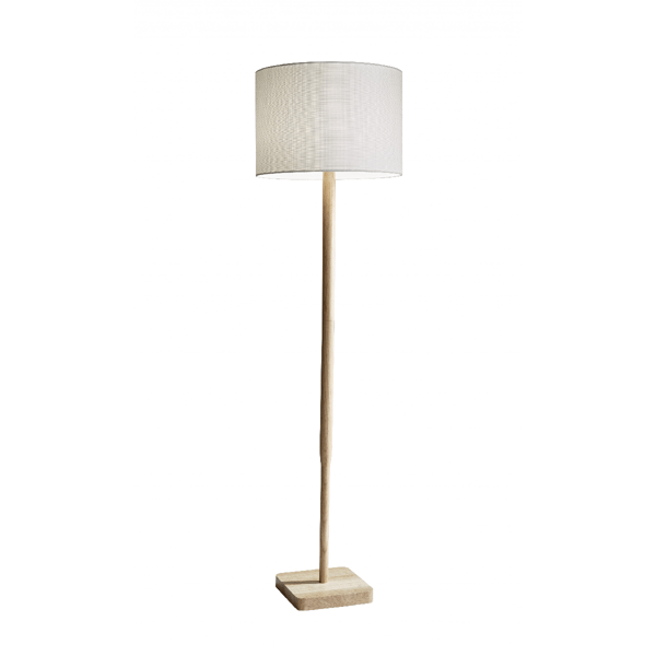 HomeRoots 59in. Natural Solid Wood Floor Lamp With Drum Shade