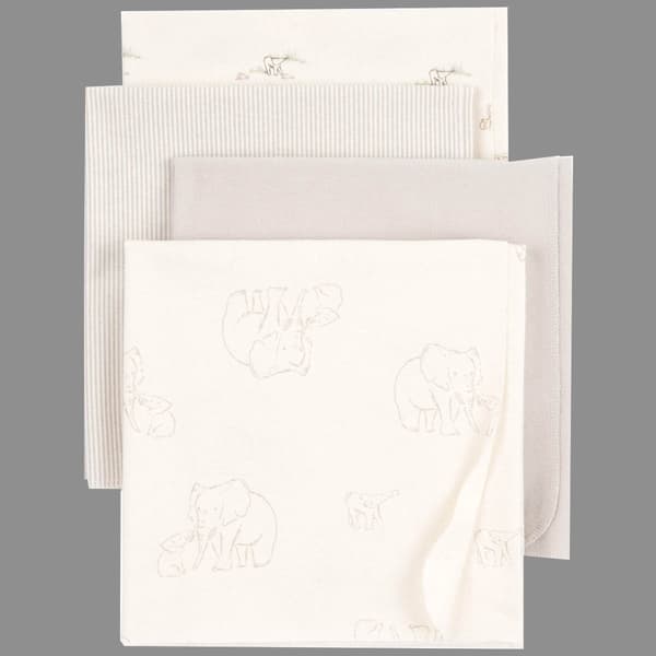 Carters&#40;R&#41; 4pk. Elephant Assorted Flannel Receiving Blankets - image 