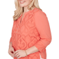 Petite Alfred Dunner Resort Living Lace Scroll Henley Blouse - image 5