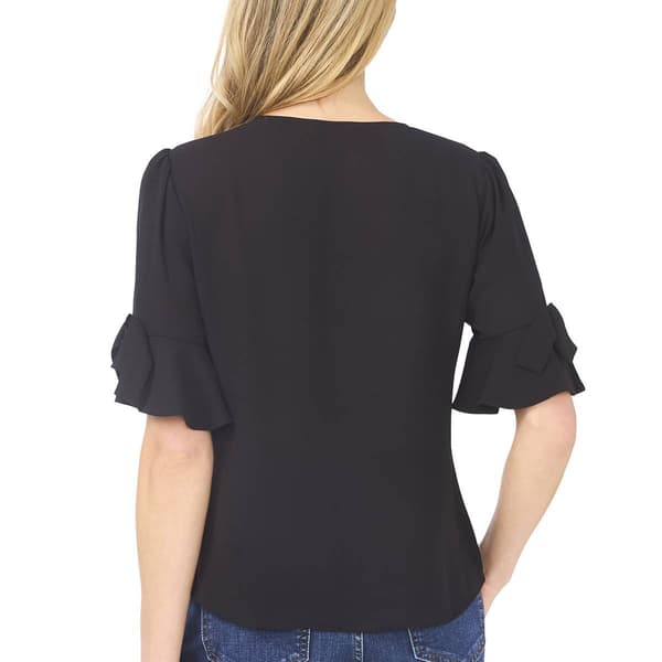 Womens Cece Short Flounce Sleeve Button Down Blouse