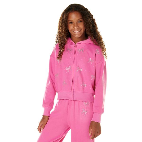 Girls (7-16) Star Ride(R) Rhinestone Bows Zip Up Hoodie