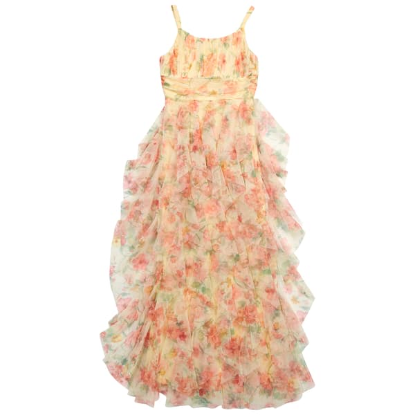 Girls (7-16) Rare Editions Sleeveless Floral Glitter Ruffle Dress - image 