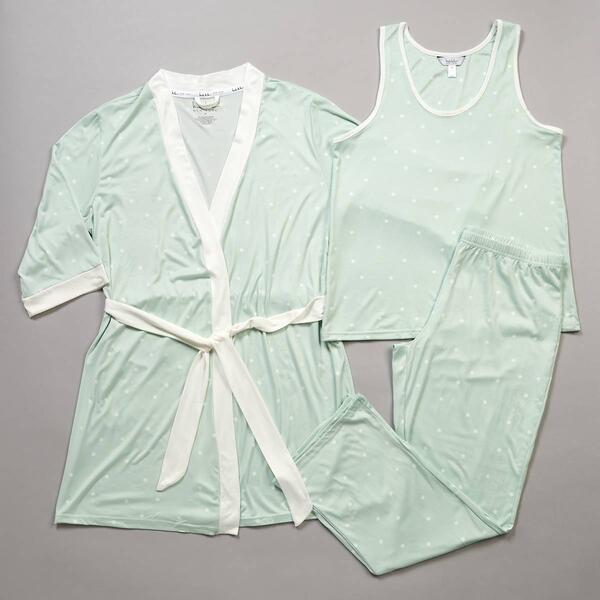 Womens Nicole Miller 3pc.Tossed Dot Tank Pants &amp; Kimono Set - image 