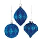 Kurt Adler Glittered Sequin Blue 3pc. Ornament Set - image 1