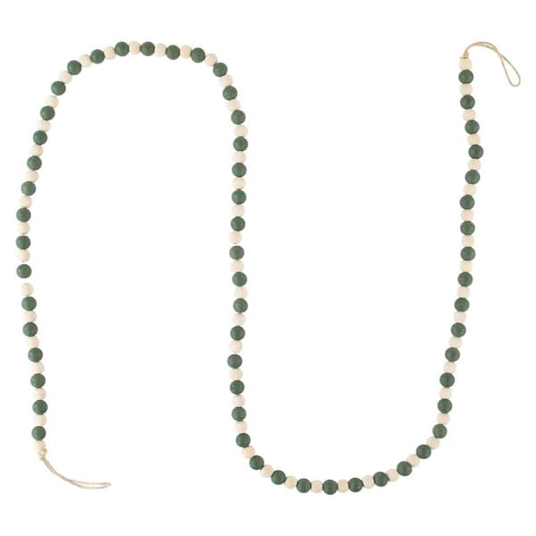 Northlight Seasonal 6ft. Green & Cream Wooden Beads Garland