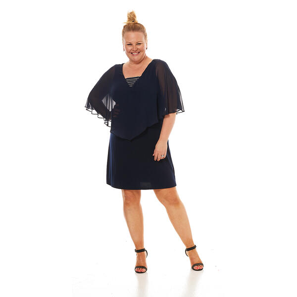 Plus Size MSK Capelet Illusion Overlay Sheath Dress - image 