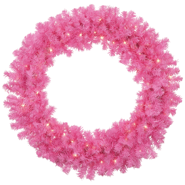 Northlight 36in. Pre-Lit Artificial Pink Pine Christmas Wreath