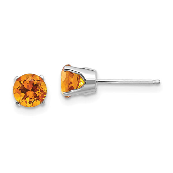 Gemstone Classics&#40;tm&#41; White Gold 5mm. Citrine Stud Earrings - image 