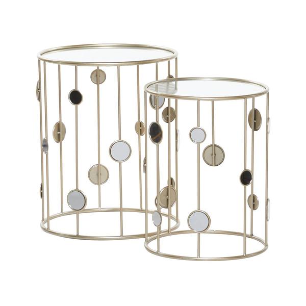 9th & Pike® Gold Metal Contemporary Accent Table - Set of 2