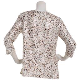Womens Emily Daniels 3/4 Sleeve Foil Abstract Jacquard Tee