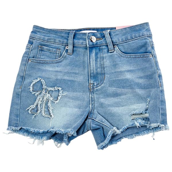 Girls (7-14) YMI(R) Denim Bow Patch Shorts