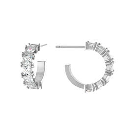 Athra Fine Silver Plated Cubic Zirconia Hoops