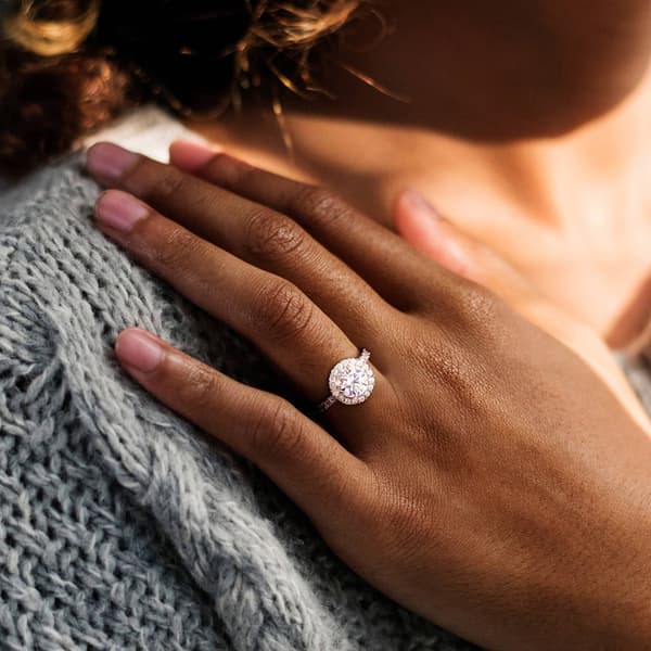 Sterling Silver 2 4/5ctw. White Moissanite Halo Ring