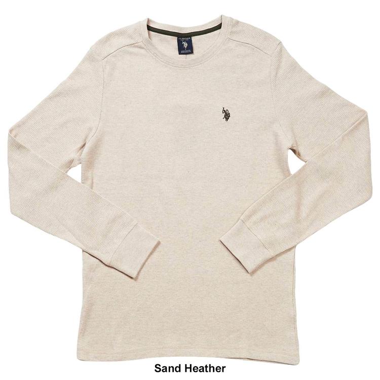 Mens U.S. Polo Assn.® Solid Crew Neck Waffle Knit Thermal