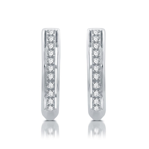Diamond Classics&#40;tm&#41; 1/2ctw. Diamond Sterling Silver Hoop Earrings - image 