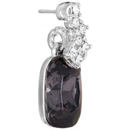 Athra Silver Plated Smokey Grey Crystal Drop Stud Earrings