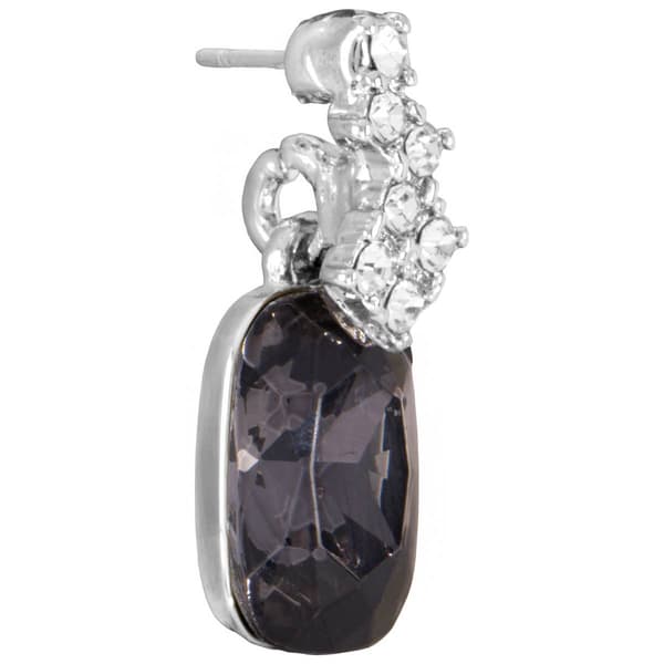 Athra Silver Plated Smokey Grey Crystal Drop Stud Earrings