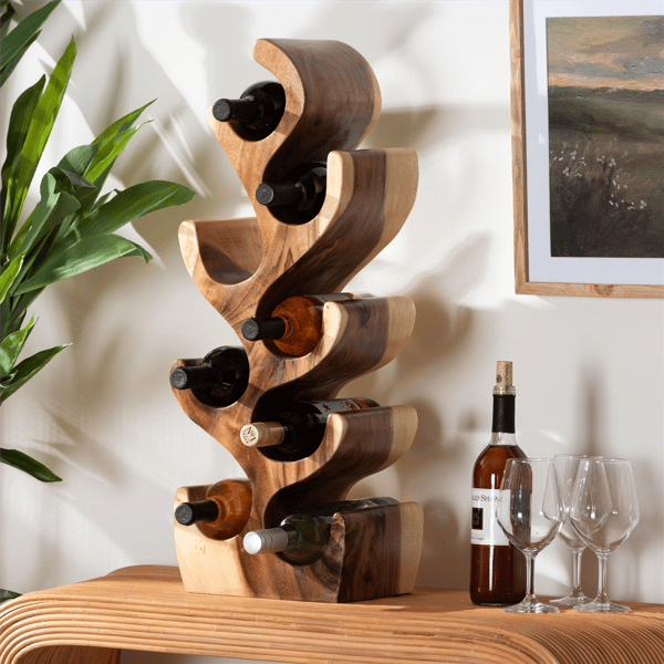 bali & pari Matana Suar Wood Wine Rack