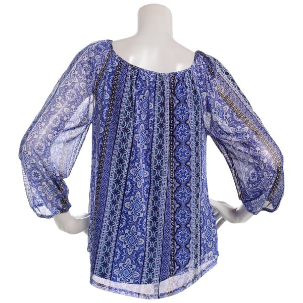 Juniors A. Byer 3/4 Sleeve Mesh Blouse