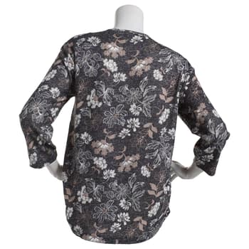 Plus Size Bonnie Evans 3/4 Sleeve Floral Hacci Tee - Boscov's