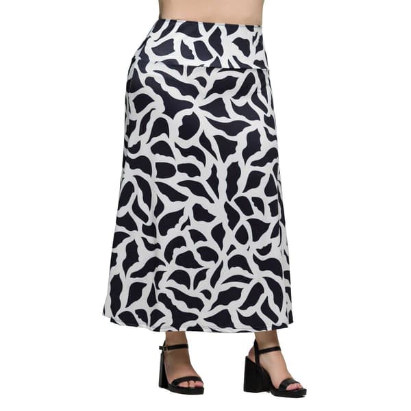 Plus Size 24/7 Comfort Apparel Geo Print  A Line Maxi Skirt