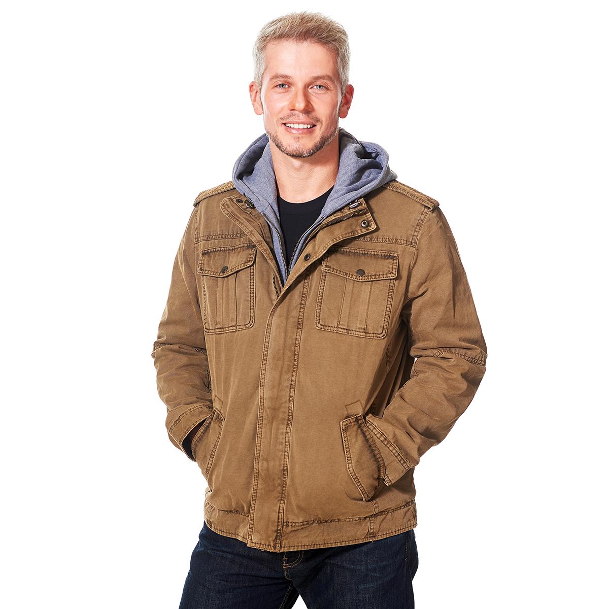 Mens Levi’s® Four Pocket Zip Out Hood Military Jacket