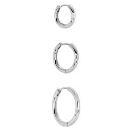 Athra 3pr. Silver Plated Huggie Hoop Earrings Set