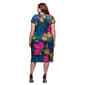 Plus Size 24/7 Comfort Apparel Blue Floral Faux Wrap Dress - image 3