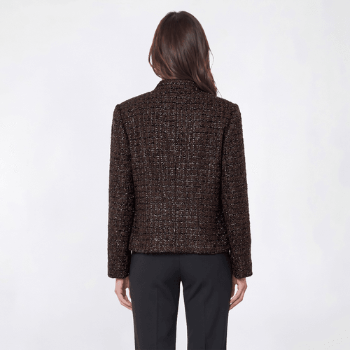 Womens Kasper Long Sleeve Eyelash Open Front Jacket - image 