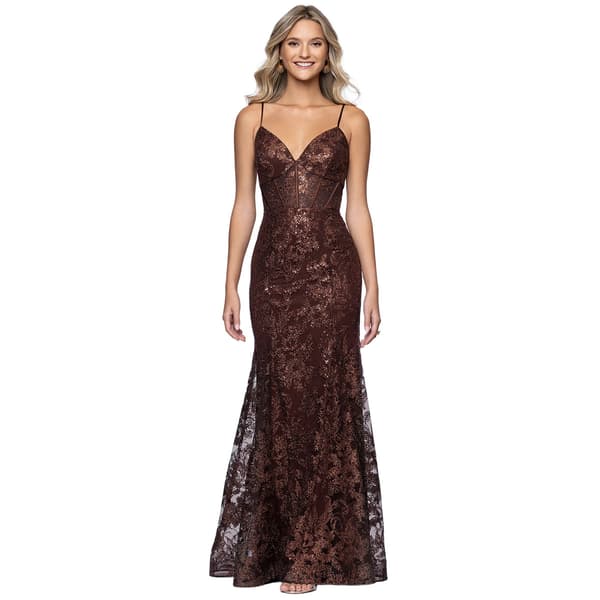 Juniors Blondie Nites Glitter Lace-Up Sheath Dress