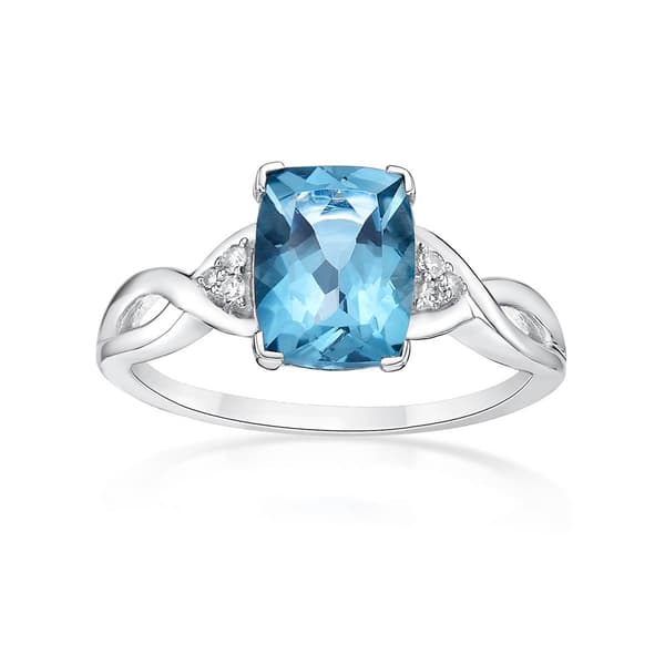 10kt. White Gold Cushion London Blue Topaz Ring - image 