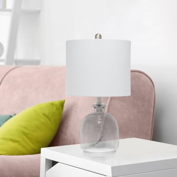 Lalia Home Smokey Grey Hammered Glass Jar/Linen Shade Table Lamp