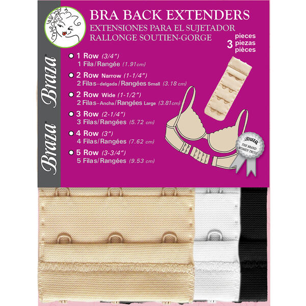 Womens Braza Assorted 3pk. Hook Bra Back Extenders - image 