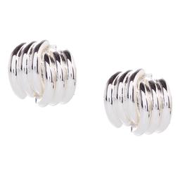 Design Collection Silver-Tone Swirl Tailored Earrings
