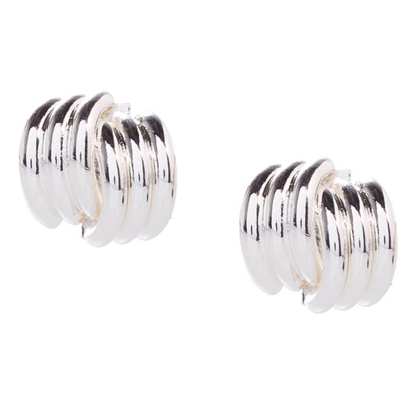 Design Collection Silver-Tone Swirl Tailored Earrings
